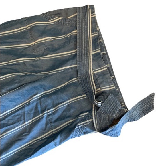 RENUAR Chambray Striped Self Tie High Rise Loose Fit Pants Sz L EUC - Picture 5 of 8